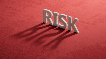 Word risk on wooden cubes with copy space.close up of wooden elements,Business Concept.3D rendering...
