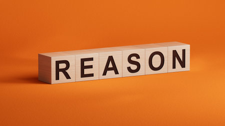 Reason symbol. Concept word Reason on wooden cubes.Business and Reason concept. Copy space.close up...