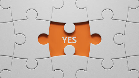 The word Yes written in black letters on wooden blocks. Message spells Yes. Business, motivation and...