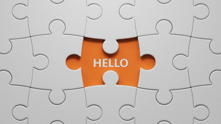 3D illustration of HELLO in English, using a sleek modern font. It symbolizes a warm welcome and...