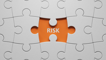 Word risk on wooden cubes with copy space.close up of wooden elements,Business Concept.3D rendering...