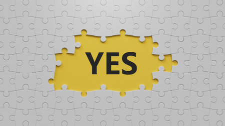 The word Yes written in black letters on wooden blocks. Message spells Yes. Business, motivation and...