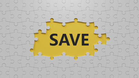 Symbol for saving or spending money. Dice form the word save while the word spend is visible in the...