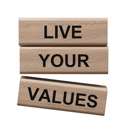 Live your values symbol. Concept words Live your values on wooden blocks.Business and Live your...