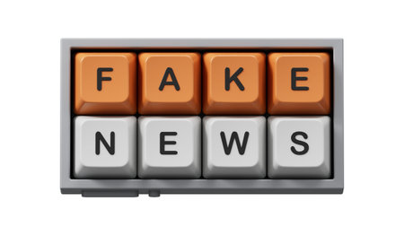 Fake News symbol. Computer keyboard keys with words 'Fake News'. Computer keyboard keys. Copy space.Supports PNG files with transparent backgrounds.の写真素材