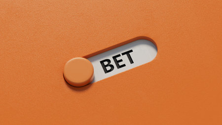Lettering bet on slide switch spelling. Close up of slide switch spelling, Business Concept. 3D rendering.の写真素材