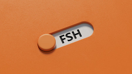 The word FSH is written on slide switch spelling. Medical concept.close up of slide switch spelling,3D rendering.の写真素材