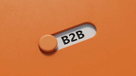 3D illustration of B2B in English, using a bold font. It conveys business and business...