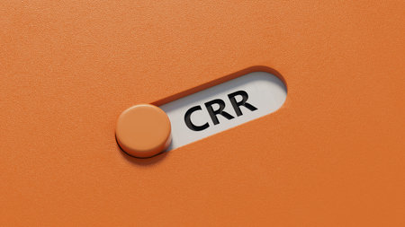 Text CRR writing in cube ladder.close up of slide switch spelling,Business Concept.3D rendering.