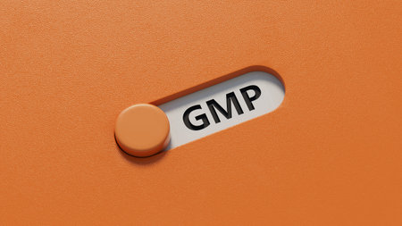 GMP - text on slide switch spelling.3D rendering.の写真素材