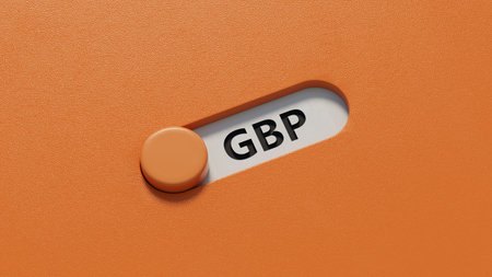 slide switch spelling with GBP business word.close up of slide switch spelling,Business Concept.3D...