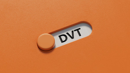 DVT the word is written on slide switch spelling.close up of slide switch spelling,Business...