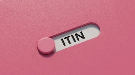 slide switch spelling with ITIN business word.close up of slide switch spelling, Business Concept.3D rendering.の写真素材