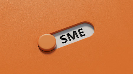 sme sign on slide switch spelling concept, slide switch spelling.close up of slide switch spelling,Business Concept.3D rendering.の写真素材