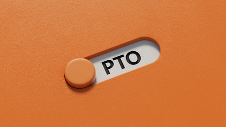 paid time off words on slide switch spelling and charts.close up of slide switch spelling,Business Concept.3D rendering.の写真素材