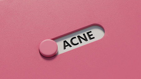 ACNE. Text abbreviation on slide switch spelling. 3D rendering.の写真素材