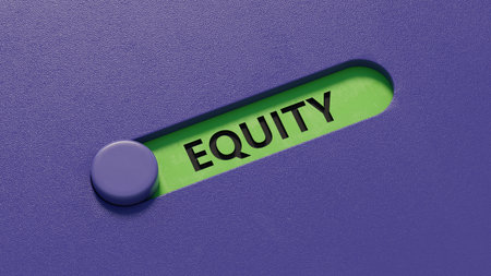 Close up of slide switch spelling with word equity. Business Concept. 3D rendering.の写真素材