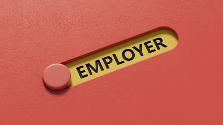 EMPLOYER word written on slide switch spelling.close up of slide switch spelling,Business Concept.3D rendering.の写真素材