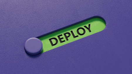 Business slide switch spelling. slide switch spelling with text deploy. financial market....