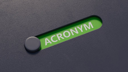 slide switch spelling with text acronym. close up of slide switch spelling.3D rendering.の写真素材