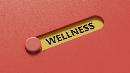 Wellness text word on slide switch spelling.3D rendering.の写真素材