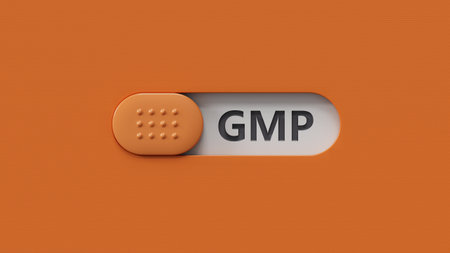 GMP - text on slide switch spelling.3D rendering.の写真素材