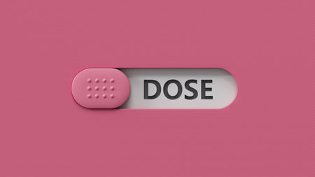 DOSE - text on wooden blocks, medical concept.3D rendering.