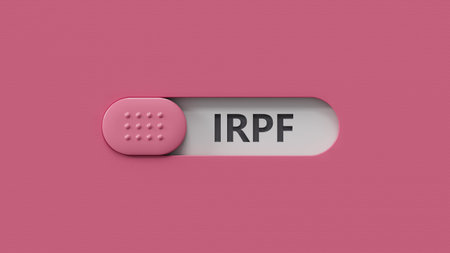 IRPF text on wooden block. Close up of slide switch spelling. Business Concept. 3D rendering.の写真素材