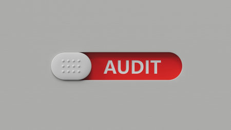 slide switch spelling with AUDIT business word.close up of slide switch spelling,Business Concept.3D...