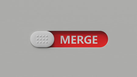 slide switch spelling with MERGE business word.close up of slide switch spelling,Business Concept.3D...