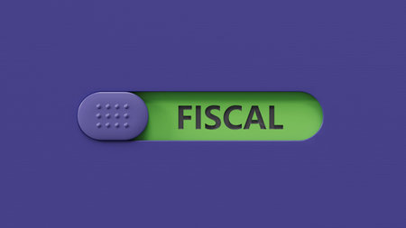 Word fiscal with slide switch spelling.close up of slide switch spelling,Business Concept.3D...
