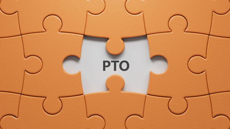 paid time off words on puzzle pieces with missing pieces and charts.close up of puzzle pieces with...