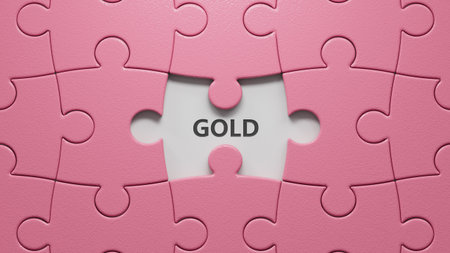 Dice and a Krugerrand coin form the word GOLD. 3D rendering.の写真素材