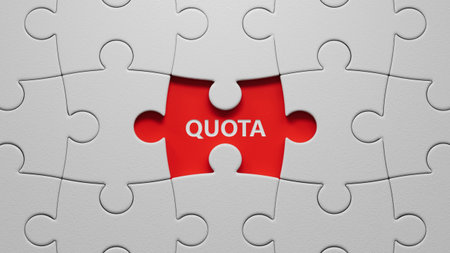 puzzle pieces with missing pieces with QUOTA business word.close up of puzzle pieces with missing pieces,Business Concept.3D rendering.の写真素材