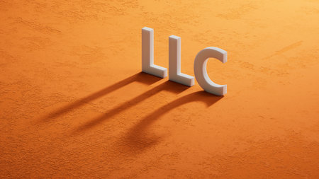 word llc with shadow of 3d charcaters.close up of shadow of 3d charcaters,Business Concept.3D rendering.の写真素材