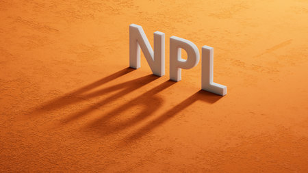 npl - word from shadow of 3d charcaters with letters.close up of shadow of 3d charcaters,Business Concept.3D rendering.の写真素材