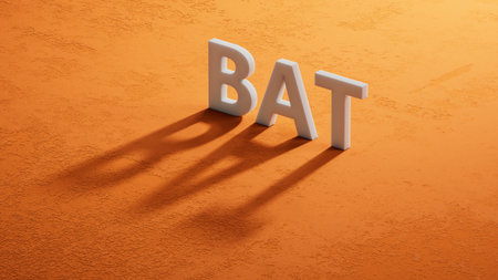 bat sign on shadow of 3d charcaters concept, shadow of 3d charcaters.close up of shadow of 3d charcaters,Business Concept.3D rendering.の写真素材