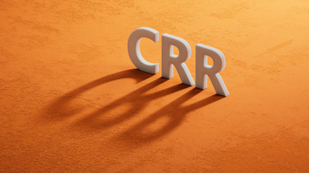 Text CRR CREDIT RISK RATING writing in cube ladder.close up of shadow of 3d charcaters,Business Concept.3D rendering.の写真素材