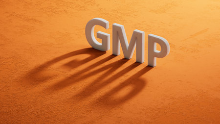 GMP - text on shadow of 3d charcaters.3D rendering.の写真素材