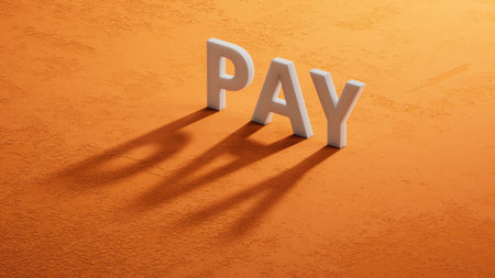 Dice form the word pay. 3D rendering.の写真素材