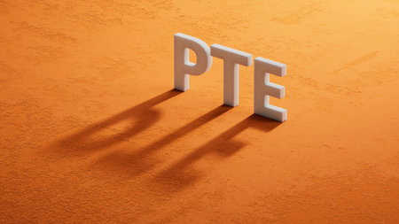 Three shadow of 3d characters with the letters PTE. Close up of shadow of 3d characters, Business Concept. 3D rendering.の写真素材