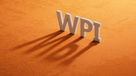 shadow of 3d characters with the word WPI. close up of shadow of 3d characters. 3D rendering.の写真素材