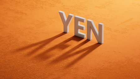 shadow of 3d characters with yen business word. close up of shadow of 3d characters. Business Concept. 3D rendering.の写真素材