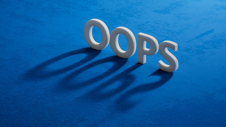 shadow of 3d charcaters with OOPS business word.close up of shadow of 3d charcaters,Business Concept.3D rendering.の写真素材