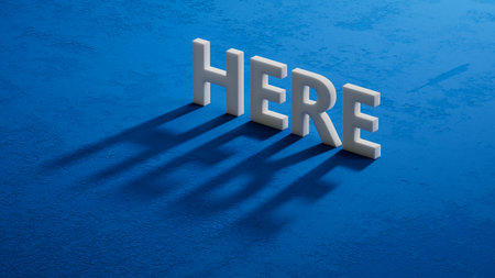 shadow of 3d characters spelling.Flat lay view from above on shadow of 3d characters buttons.IT technology concept.3D rendering.の写真素材