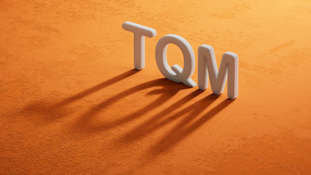 TQM, TEXT on shadow of 3d charcaterss.close up of shadow of 3d charcaters,Business Concept.3D rendering.の写真素材