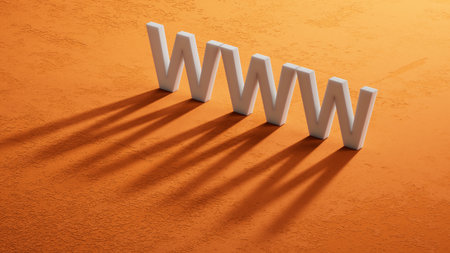 WWW website url of three words on shadow of 3d characters block, minimal background concept for internet connection.の写真素材