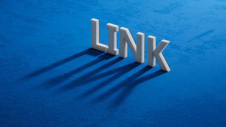 LINK text on shadow of 3d charcaters.3D rendering.の写真素材