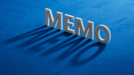 shadow of 3d charcaters with MEMO business word.close up of shadow of 3d charcaters,Business Concept.3D rendering.の写真素材