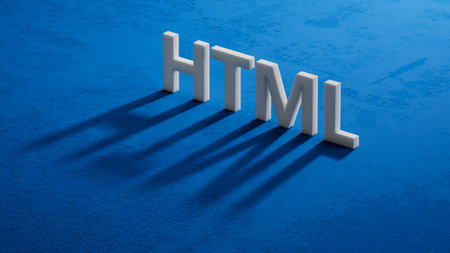 shadow of 3d charcaters with HTML business word.close up of shadow of 3d charcaters,Business Concept.3D rendering.の写真素材